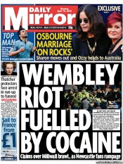 Daily Mirror Newspaper Front Page (UK) for 15 April 2013