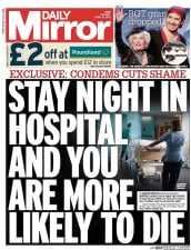 Daily Mirror Newspaper Front Page (UK) for 15 April 2014