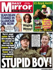Daily Mirror (UK) Newspaper Front Page for 15 June 2011