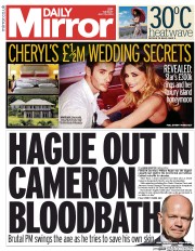 Daily Mirror Newspaper Front Page (UK) for 15 July 2014