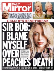 Daily Mirror Newspaper Front Page (UK) for 16 October 2014