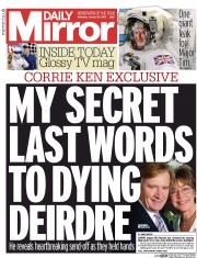 Daily Mirror (UK) Newspaper Front Page for 16 January 2016