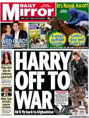 Daily Mirror Newspaper Front Page (UK) for 16 June 2011
