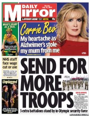 Daily Mirror (UK) Newspaper Front Page for 16 July 2012