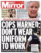 Daily Mirror (UK) Newspaper Front Page for 17 November 2014