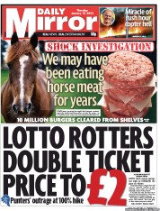 Daily Mirror (UK) Newspaper Front Page for 17 January 2013