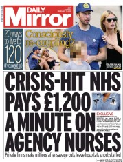 Daily Mirror Newspaper Front Page (UK) for 17 February 2015