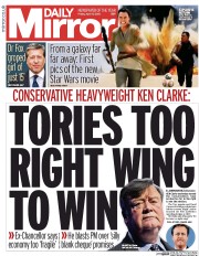 Daily Mirror Newspaper Front Page (UK) for 17 April 2015
