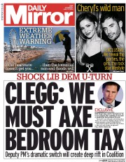 Daily Mirror Newspaper Front Page (UK) for 17 July 2014