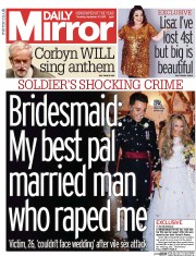 Daily Mirror Newspaper Front Page (UK) for 17 September 2015