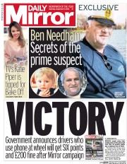 Daily Mirror (UK) Newspaper Front Page for 17 September 2016