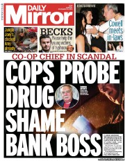 Daily Mirror Newspaper Front Page (UK) for 18 November 2013
