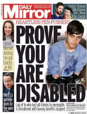 Daily Mirror (UK) Newspaper Front Page for 18 February 2016