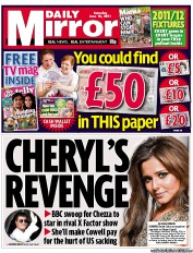 Daily Mirror (UK) Newspaper Front Page for 18 June 2011