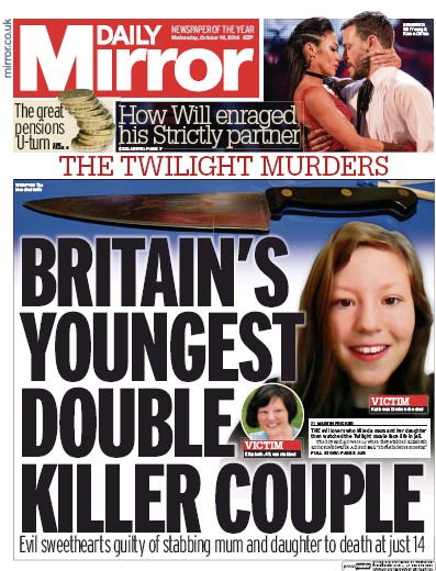 Daily Mirror Newspaper Front Page (UK) for 19 October 2016