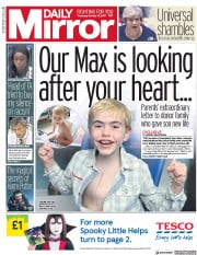 Daily Mirror (UK) Newspaper Front Page for 19 October 2017