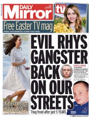 Daily Mirror Newspaper Front Page (UK) for 19 April 2014
