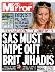 Daily Mirror (UK) Newspaper Front Page for 19 August 2014