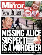 Daily Mirror Newspaper Front Page (UK) for 19 September 2014