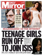 Daily Mirror (UK) Newspaper Front Page for 1 October 2014