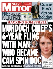 Daily Mirror Newspaper Front Page (UK) for 1 November 2013