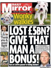 Daily Mirror (UK) Newspaper Front Page for 1 March 2013