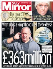 Daily Mirror (UK) Newspaper Front Page for 1 March 2017