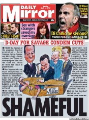 Daily Mirror Newspaper Front Page (UK) for 1 April 2013