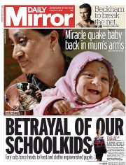 Daily Mirror Newspaper Front Page (UK) for 1 May 2015