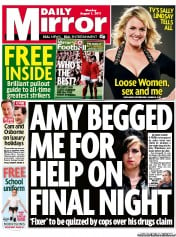 Daily Mirror (UK) Newspaper Front Page for 1 August 2011