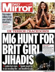 Daily Mirror Newspaper Front Page (UK) for 1 September 2014