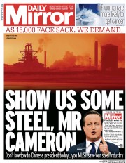 Daily Mirror (UK) Newspaper Front Page for 20 October 2015