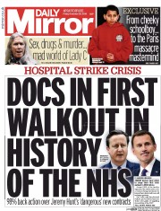 Daily Mirror (UK) Newspaper Front Page for 20 November 2015