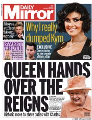 Daily Mirror Newspaper Front Page (UK) for 20 January 2014