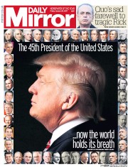 Daily Mirror (UK) Newspaper Front Page for 20 January 2017