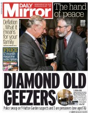 Daily Mirror (UK) Newspaper Front Page for 20 May 2015
