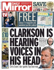 Daily Mirror Newspaper Front Page (UK) for 20 June 2015
