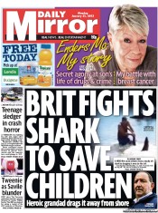 Daily Mirror (UK) Newspaper Front Page for 21 January 2013