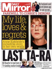 Daily Mirror (UK) Newspaper Front Page for 21 January 2015
