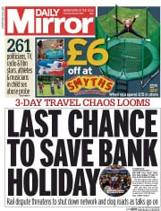 Daily Mirror Newspaper Front Page (UK) for 21 May 2015