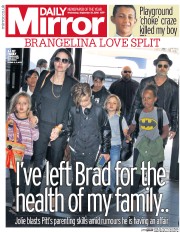 Daily Mirror (UK) Newspaper Front Page for 21 September 2016