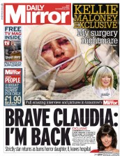 Daily Mirror Newspaper Front Page (UK) for 22 November 2014