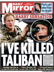 Daily Mirror (UK) Newspaper Front Page for 22 January 2013