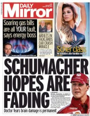 Daily Mirror (UK) Newspaper Front Page for 22 January 2014