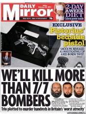 Daily Mirror Newspaper Front Page (UK) for 22 February 2013