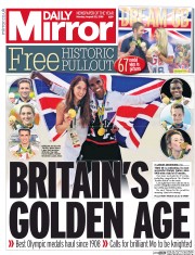 Daily Mirror (UK) Newspaper Front Page for 22 August 2016
