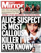 Daily Mirror (UK) Newspaper Front Page for 22 September 2014
