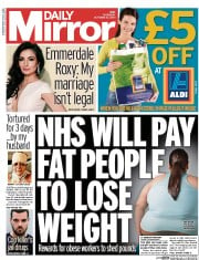 Daily Mirror (UK) Newspaper Front Page for 23 October 2014