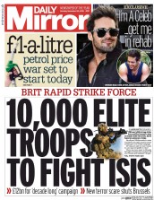 Daily Mirror (UK) Newspaper Front Page for 23 November 2015