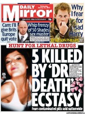 Daily Mirror (UK) Newspaper Front Page for 23 January 2013